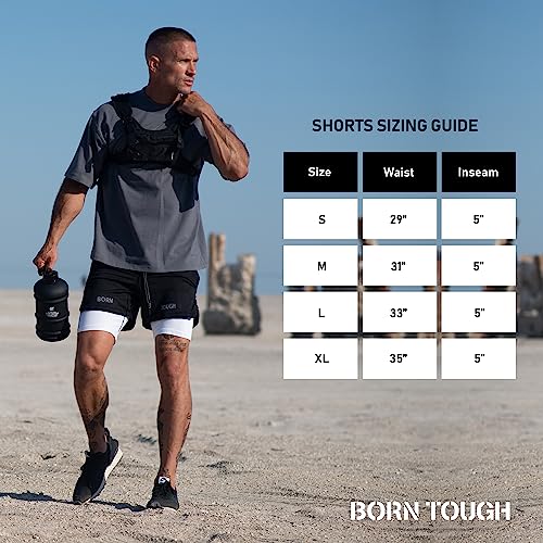 Born Tough Men's Yoga Shorts, 5 Inch Inseam