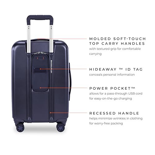 Briggs & Riley Sympatico Hardside Domestic Spinner Luggage, Matte Navy, 56cm Carry-On