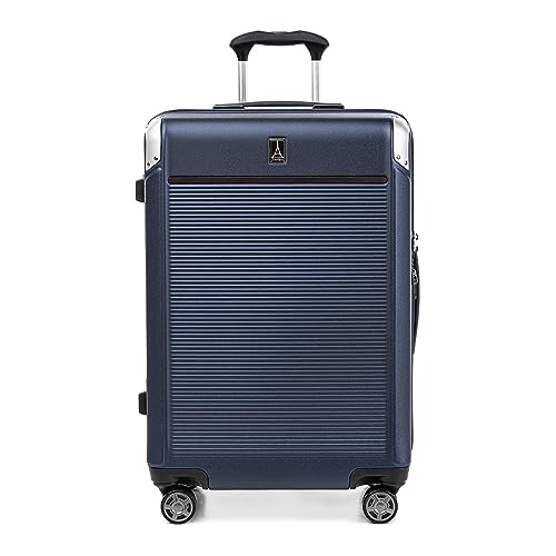 Travelpro Platinum Elite Expandable Hard Shell Trolley, Pure Navy Blue, Checked- Large 28-Inch, Platinum Elite Hardside Expandable Spinner Wheel Luggage TSA Lock Hard Shell Polycarbonate Suitcase