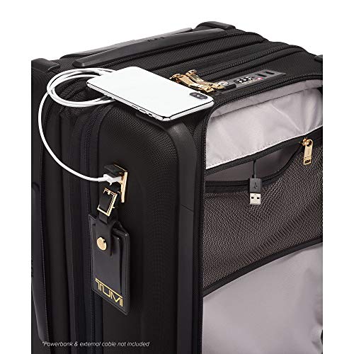 TUMI - Alpha 3 International Dual Access 4-Wheeled Carry-On Luggage - With Built-In USB Port and Integrated TSA Lock - 22-Inch Rolling Suitcase for Men and Women - Black/Gold