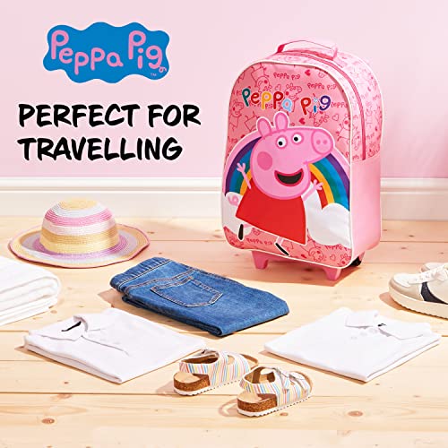 Peppa Pig Kids Suitcase for Girls Foldable Trolley Hand Luggage Bag Carry On Travel Bag with Wheels Cabin Bag Wheeled Bag with Handle Trolley Suitcase for Kids