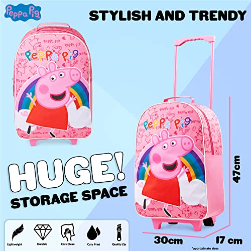 Peppa Pig Kids Suitcase for Girls Foldable Trolley Hand Luggage Bag Carry On Travel Bag with Wheels Cabin Bag Wheeled Bag with Handle Trolley Suitcase for Kids
