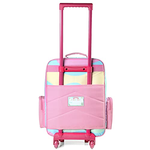 VASCHY Children's Luggage, Cute Kids Suitcases Girls Suitcase on Wheels Trolley Hand Luggage for School Trips, Travel, Weekend, 18 Inch, Rainbow Unicorn