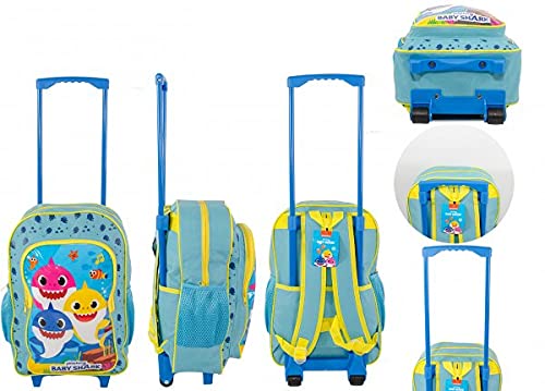 Marvel Disney Cabin Bags Childrens Trolley Suitcase Cabin Bag Backpack Disney Toy Story Frozen Spiderman (Baby Shark DULUXE)