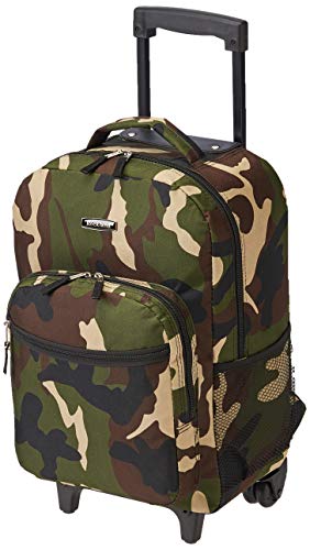 Rockland Double Handle Rolling Backpack, Camouflage, 17-Inch