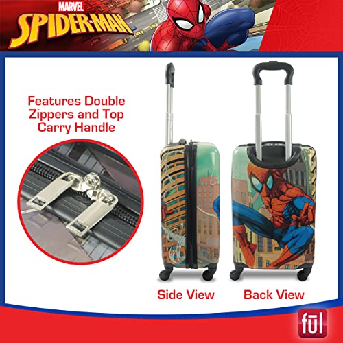 FUL Marvel Spider-Man 21 Inch Kids Rolling Luggage, Hardshell Carry On Suitcase with Wheels, Pastel Multi