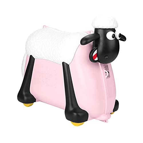 Shaun the Sheep Kids Ride-On Suitcase Carry-On Luggage, Water-Resistant (Pink)