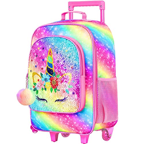 Kids Luggage for Girls, Cute Unicorn Rolling Wheels Suitcase for Toddler Children