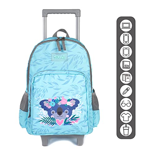 Tilami Rolling Backpack 18 inch Double Handle with Lunch Bag Wheeled Kids Backpack for Girls and Boys, Koala