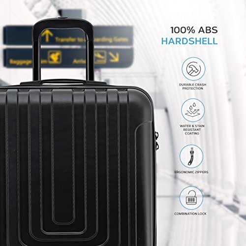 Flight Knight Premium Hard Shell Lightweight Cabin Suitcase - 8 Spinner Wheels - Built-in TSA Lock & USB Port - Luggage Approved for Airlines Including easyJet Large Cabin - 56x45x25cm