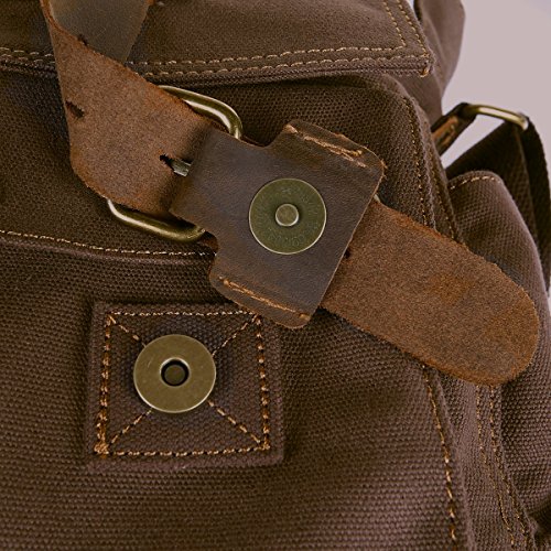 peacechaos Men's Canvas Camera Bag Leather DSLR SLR Camera Case Vintage Camera Messenger Bag Shoulder Bag Sling Bag（Brown）