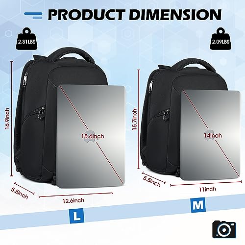 Lubardy Camera Bag Professional DSLR SLR Mirrorless Camera Backpack 14 Inch Waterproof Laptop Backpack Anti-Theft Camera Case with Rain Cover Large Capacity Photography Backpack for Men Women, Black
