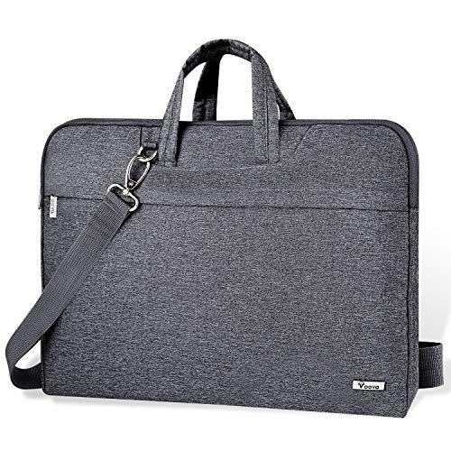 Voova Laptop Bag 15 15.6 Inch, Waterproof Laptop Case Sleeve with Shoulder Strap, Computer Briefcase Cover Compatible with MacBook Pro 15/16, Dell XPS 15, 16” HP Acer Lenovo Asus Laptop-Grey
