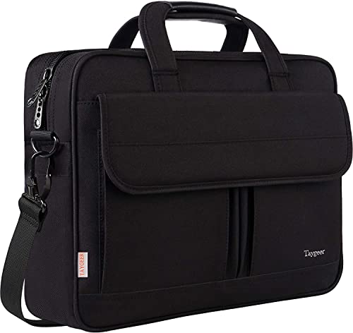Taygeer Laptop Bag 15.6 Inch Premium Water-Repellent Laptop Office Briefcase Lightweight Messenger Bag with Adjustable Shoulder Strap & Multiple Compartments for Men Women Travel Business Black