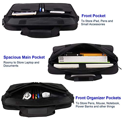Taygeer Laptop Bag 15.6 Inch Premium Water-Repellent Laptop Office Briefcase Lightweight Messenger Bag with Adjustable Shoulder Strap & Multiple Compartments for Men Women Travel Business Black
