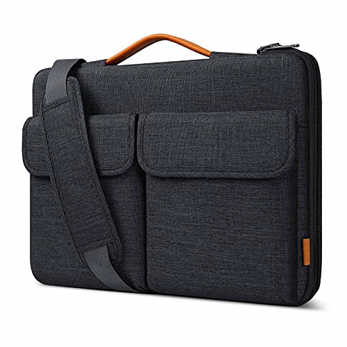 Inateck 360° Protection 13.3 Inch Laptop Shoulder Bag Sleeve Compatible with 13 MacBook Pro M1 2022-2012, 13 MacBook Air M2 2022-2012, 14 Macbook Pro M2 2023, MateBook D14, XPS 13, Black Gray