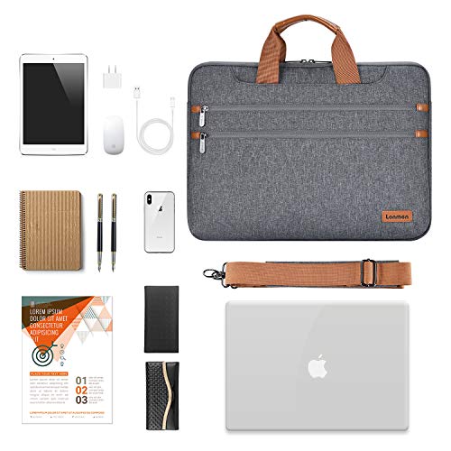 LONMEN 17.3 Inch Laptop Shoulder Bag,Computer Sleeve Carrying Case for 17.3" Lenovo IdeaPad 330 / Dell Inspiron 17 5000 / HP Pavilion/Acer/MSI/ASUS (Gray)