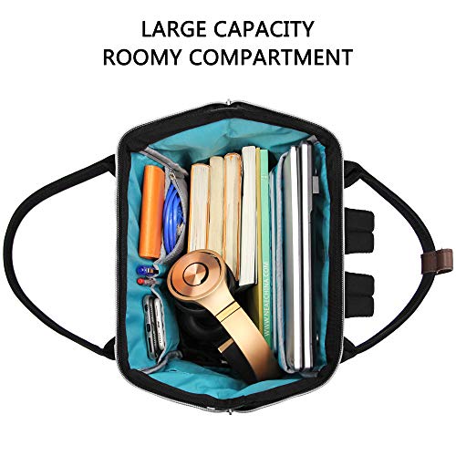 KROSER Laptop Backpack 15.6 Inch Stylish Computer Backpack with USB Charging Port Water-repellent College Daypack Travel Business Work Bag for Women/Men-Black