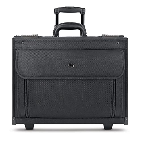 Solo Classic Rolling Hard Sided Catalog Case with Dual Combination Locks, Black, Black, 12.8" x 18" x 7", Men's Laptop Bags