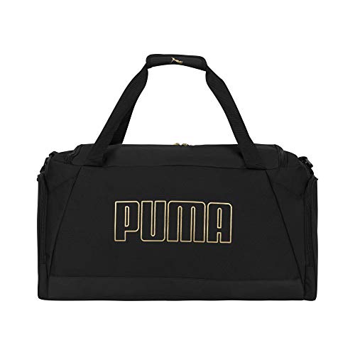 PUMA unisex adult Evercat Accelerator Duffel Bags, Black/Gold, One-Size US