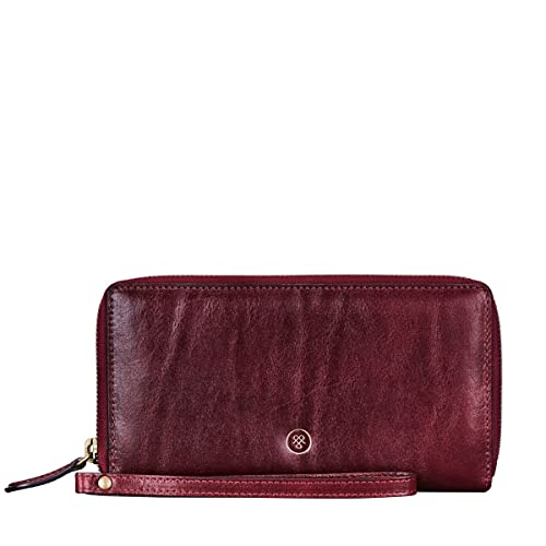 Maxwell Scott Womens Luxury Leather Extra Large Clutch Purse | The Meleto | Handmade In Italy | Wine Red