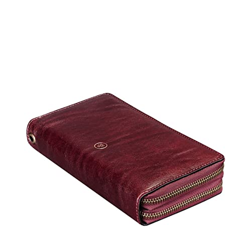 Maxwell Scott Womens Luxury Leather Extra Large Clutch Purse | The Meleto | Handmade In Italy | Wine Red