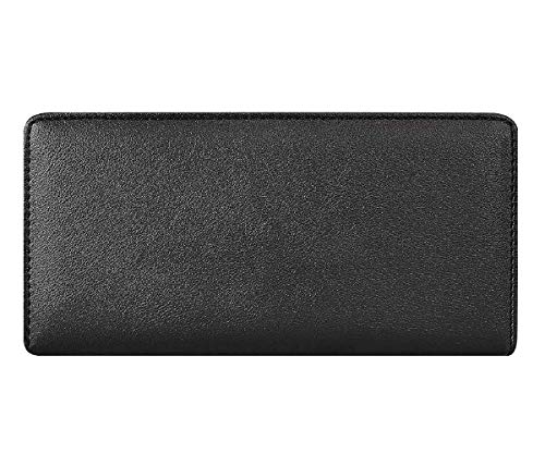 Molylove Women's Wallet Hollow Leaf Pattern Bifold Leather Lady Long Wallet Purse Zipper Handbag Button Clutch Bag (Black)
