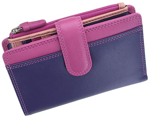 Visconti Rainbow Collection Cayman Leather Purse with RFID Blocking RB97 Berry Multi