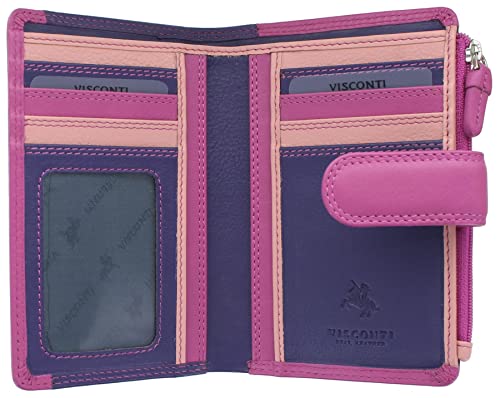 Visconti Rainbow Collection Cayman Leather Purse with RFID Blocking RB97 Berry Multi