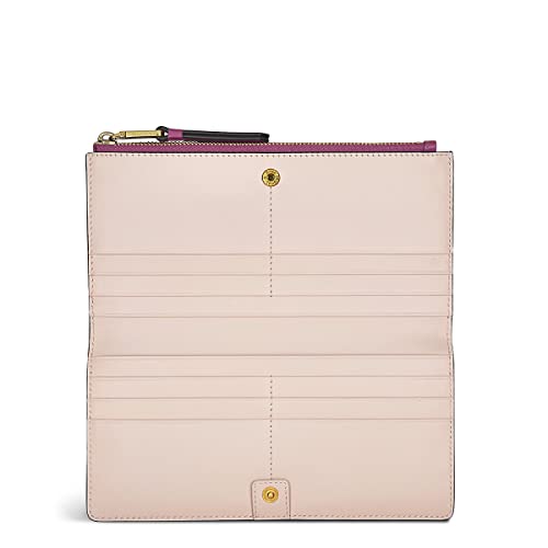 Radley London Get Up and Go Large Bifold Matinee Purse for Women, Made from Ink Pink Smooth Leather with Scottie Dog Print & Gold Foil Slogan, Purse with Press Stud Fastening, Card Slots & Zip Pocket
