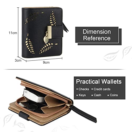 LHHMZ Womens Small Wallets Purse Leaf Bifold Coin Purse Card Holder Wallets for Girls Short Long Cash Wallets Purse Gifts