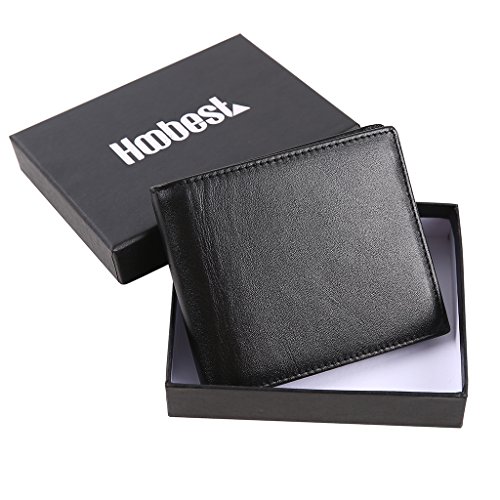 Hoobest RFID Blocking Genuine Leather Wallet , Men Slim Wallets with Latest RFID Block Technology,Stop Electronic Pick Pocketing-RFID Blocking Wallet