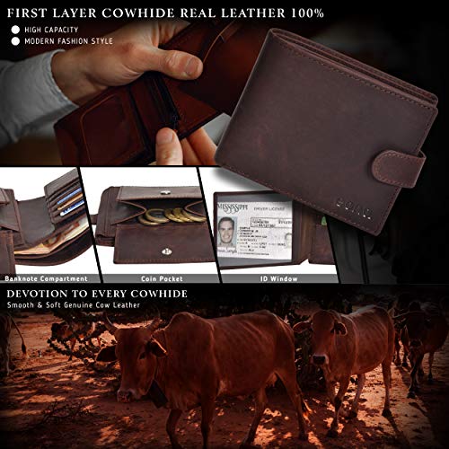 Eono Genuine Leather RFID Wallet - Brown Hunter