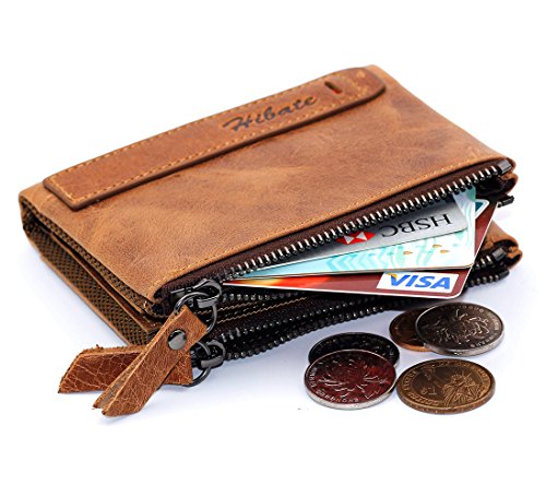 Hibate Men Leather Wallet RFID Blocking Men's Wallets Credit Card Holder Coin Pocket Purse, One_Size, A_brown