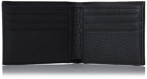 BOSS Men's Pebbled Leather Wallet, Black Oil, Black Oil, Pebbled Leather Wallet