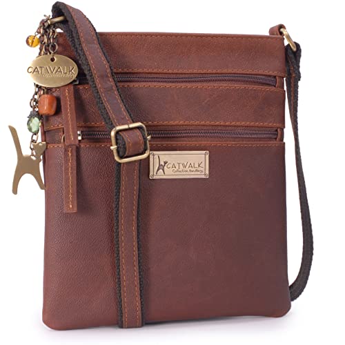 Catwalk Collection Handbags - Ladies Small Leather Cross Body Bag - Women's Messenger Bag