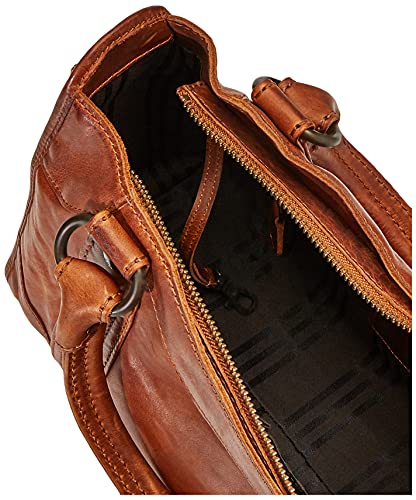 FRYE Melissa Zip Satchel Leather Handbag, Cognac, One size
