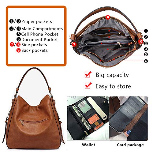 Black Leather Handbag Set with Purse and Card Bag