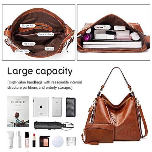 Lifetooler Designer Handbag and Purse Set Handbags & shoulderbags for Women PU Leather Large Hobo Bag Ladies Bags Gifts for Outdoor Shopping Traveling(brown)