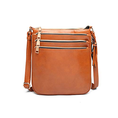 Miss Lulu Woman Fashion Shoulder Bag Vintage Small Satchel Use PU Leather for Ladies Brown