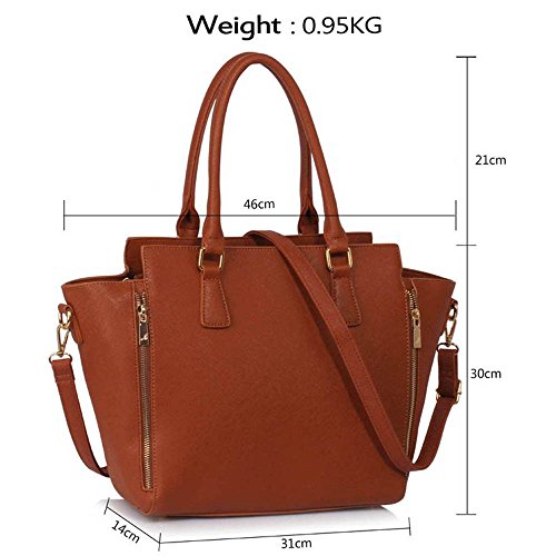 Tote Bags For Women Ladies Shoulder Bags Large Designer Handbags Shoulder Faux Leather Fashion Bags (B - Brown)