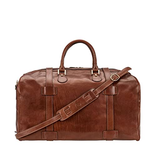 Mens Luxury Leather Large Luggage Bag | The FleroL | Handmade in Italy | Chestnut Tan Brown