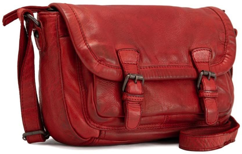 Gianni Conti Small Vintage Leather Flap Shoulder Bag (Red)