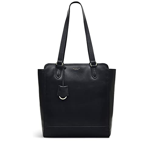 RADLEY London Upper Grove Ziptop Tote Bag for Women, Made from Black Soft Grained Leather with Turned-up Base Corners, Tote Bag with Flat Shoulder Straps & Rear Slip Pocket, Zip-top Fastened Handbag