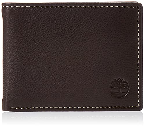 Timberland Men's Wellington RFID Leather Bifold Wallet Trifold Wallet Hybrid, Brown, One Size