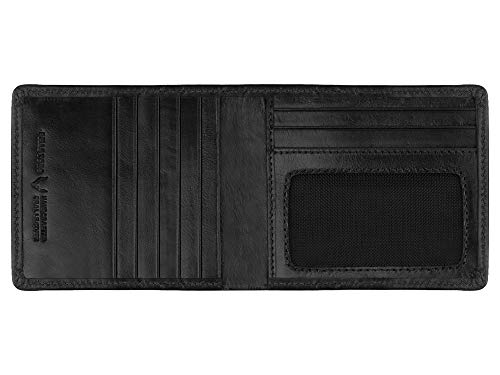 PELLE TORO Handmade Super Slim Men's Wallet, Handmade with Napa Leather, RFID Blocking Wallet, 9 Card Slots & ID Window (Charcoal Black)