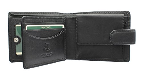 Visconti Heritage Collection Knightsbridge Leather Wallet with Tab Closure RFID Blocking HT10 Black