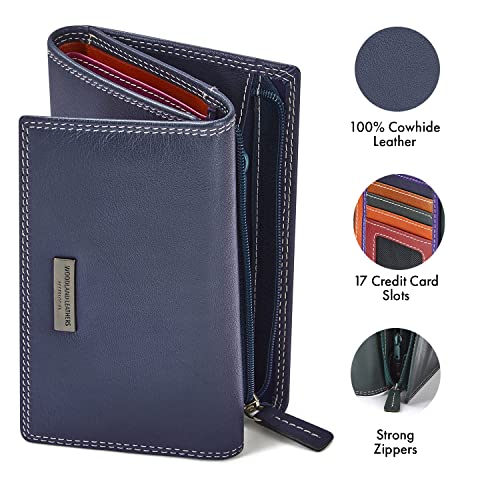 woodland leather 100 genuine leather ladies purse and wallet for women multi card holder rfid blocking purses for women with coin zipper pocket and cash compartment 23071