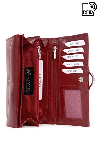 Catwalk Collection Handbags - Large Organiser Purse - Genuine Leather - Red