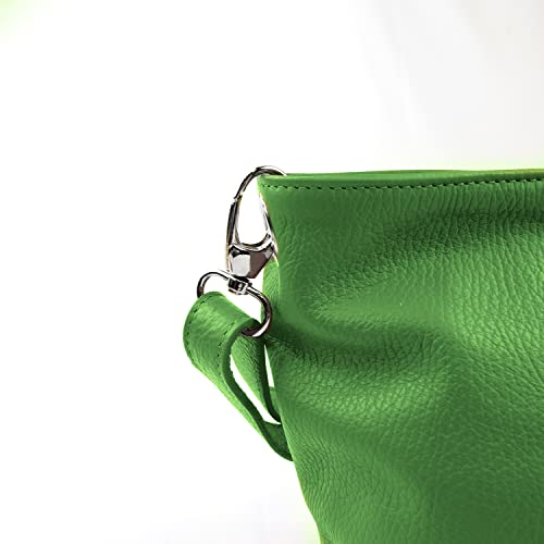 Woodland Leather 100% Genuine Leather Italian Shoulder bag for women, Black handbag/shoulder bag with adjustable strap for ladies, Designer ladies bags with compartments (Green)